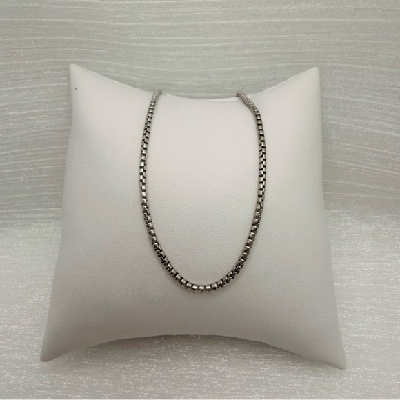 S925 Rhodium Plated Rolled Box Chain Necklace